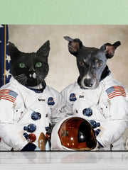 Load image into Gallery viewer, Custom 2 Pet Astronaut Portrait from Photo, Modern Animal Painting, Funny Pet Lover Gift, Custom Dog Portrait, Pet Portrait Royal