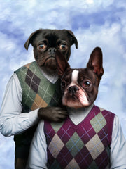Load image into Gallery viewer, Custom American Gothic Pet Portrait Funny Couple Art Personalized Christmas Gift Canvas Decor