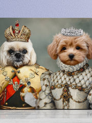 Load image into Gallery viewer, Custom Royal Dog Couple Portrait King Queen Personalized 2 Pets Christmas Gift Canvas