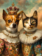 Load image into Gallery viewer, Custom Royal Pet Portrait, Two Pets, Funny Pet Lover Gift