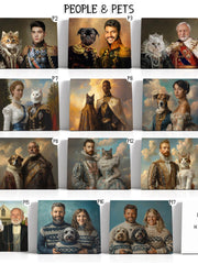 Load image into Gallery viewer, Custom Royal Pet and Owner Portrait on Canvas, Family Wall Art for pet lovers