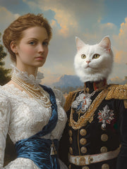 Load image into Gallery viewer, Custom Royal Pet and Owner Portrait on Canvas, Family Wall Art for pet lovers
