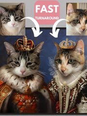 Load image into Gallery viewer, Custom Royal Cat Couple Portrait Quick Turnaround Two Pets Gift Canvas Wall Art