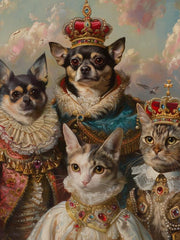 Load image into Gallery viewer, 4 Pets Royal Portrait β Custom Renaissance Dog & Cat Painting