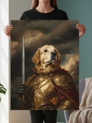 Load image into Gallery viewer, Custom Royal Warrior Dog Portrait Golden Armor Knight Pet Art Personalized Gift