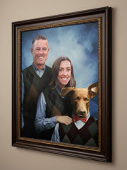 Load image into Gallery viewer, Custom Pet Portrait from photo, Personalized Royal Pet & Owner Painting Gift