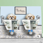 Load image into Gallery viewer, Custom Funny Dog Bathroom Art Reading Newspaper Toilet Portrait Personalized Housewarming Gift
