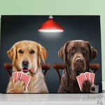 Load image into Gallery viewer, Custom Funny 2 Pet Portrait Dogs Playing Poker Art Personalized Man Cave Gift
