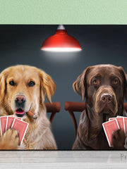 Load image into Gallery viewer, Custom Funny 2 Pet Portrait Dogs Playing Poker Art Personalized Man Cave Gift