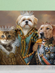 Load image into Gallery viewer, Custom 3 Pet Royal Portrait, Regal Dog and Cat Canvas
