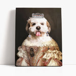 Load image into Gallery viewer, Custom Queen Pet Portrait from Photo with Floral Crown and Cute Paws, Pet Portrait Canvas and Digital File, Personalized Royal Pet Portrait
