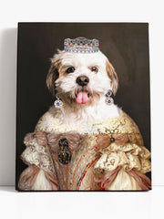 Load image into Gallery viewer, Custom Queen Pet Portrait from Photo with Floral Crown and Cute Paws, Pet Portrait Canvas and Digital File, Personalized Royal Pet Portrait