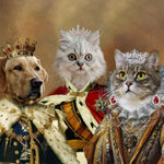 Load image into Gallery viewer, Custom Royal 3 Pet Portrait Family Dog and Cat Art Personalized Christmas Gift
