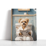 Load image into Gallery viewer, Bathroom Reading Dog Portrait: Humorous Custom Pet Art
