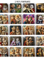 Load image into Gallery viewer, Custom Royal Cat Couple Portrait Quick Turnaround Two Pets Gift Canvas Wall Art