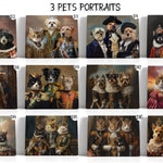 Load image into Gallery viewer, Custom 3 Pet Royal Portrait, Regal Dog and Cat Canvas
