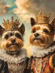 Load image into Gallery viewer, Royal 2 Pets Portrait, Christmas Gift Pet Regal, Custom Pet Portrait, Last Minute Gift, King Queen Pet Cat Art
