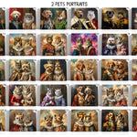 Load image into Gallery viewer, Custom Two-Pet Portrait Canvas: Royal Renaissance Pet Memorial
