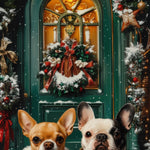 Load image into Gallery viewer, Custom Christmas Pet Portrait for Two Pets, Personalized Holiday Pet Art with Dog and Cat Together, Unique Double Pet Gift for Pet Lovers
