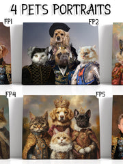 Load image into Gallery viewer, 4 Pets Royal Portrait – Custom Renaissance Dog &amp; Cat Painting