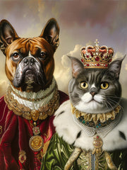 Load image into Gallery viewer, Custom Two-Pet Portrait Canvas: Royal Renaissance Pet Memorial