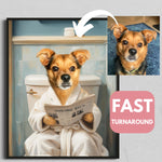 Load image into Gallery viewer, Bathroom Reading Dog Portrait: Humorous Custom Pet Art
