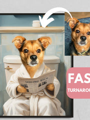 Load image into Gallery viewer, Bathroom Reading Dog Portrait: Humorous Custom Pet Art