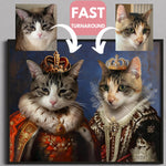 Load image into Gallery viewer, Custom Royal Cat Couple Portrait Quick Turnaround Two Pets Gift Canvas Wall Art
