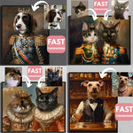 Load image into Gallery viewer, Custom Christmas Pet Portrait for Two Pets, Personalized Holiday Pet Art with Dog and Cat Together, Unique Double Pet Gift for Pet Lovers
