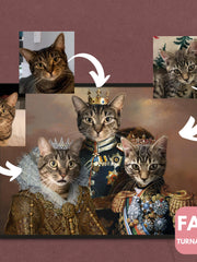 Load image into Gallery viewer, Custom Royal Multiple Pet Portrait, Unique Pet Loss Gifts (Digital)