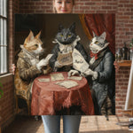 Load image into Gallery viewer, Custom Three Pets Portrait from Photo – Funny Custom Canvas Scene with Newspaper
