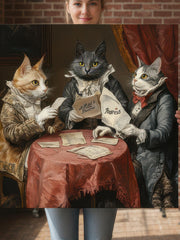 Load image into Gallery viewer, Custom Three Pets Portrait from Photo – Funny Custom Canvas Scene with Newspaper