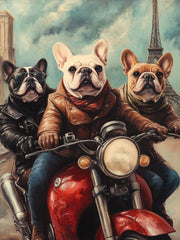 Load image into Gallery viewer, Custom Funny 3 Pet Portrait Biker Gang Motorcycle Art Personalized Christmas Gift Canvas
