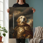 Load image into Gallery viewer, Custom Royal Warrior Dog Portrait Golden Armor Knight Pet Art Personalized Gift
