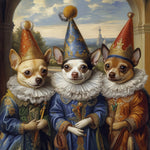 Load image into Gallery viewer, Custom Funny 3 Pet Portrait Jester Dog Art Trio Personalized Christmas Gift
