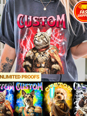 Load image into Gallery viewer, Custom Bootleg Rap Tee Photo T-Shirt - Personalized Pet Portrait Shirt