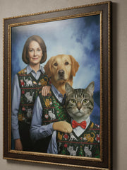 Load image into Gallery viewer, Custom Awkward Family Portrait Ugly Sweater Christmas Pet Art Funny Human Dog