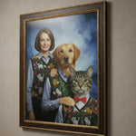 Load image into Gallery viewer, Custom Funny Cat and Dog Portrait Awkward Family Photo Personalized Retro Gift
