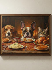 Load image into Gallery viewer, Custom Multiple Pet Portrait Personalized Thanksgiving Gift Family Dog Cat Lover Gift Canvas
