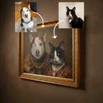 Load image into Gallery viewer, Royal Pet Portrait, Custom Oil Painting on Canvas, Personalized Pet Gift, King Queen Pet Art, Renaissance Pet Painting
