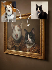 Load image into Gallery viewer, Royal Pet Portrait, Custom Oil Painting on Canvas, Personalized Pet Gift, King Queen Pet Art, Renaissance Pet Painting