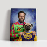 Load image into Gallery viewer, Custom Funny Dog Dad Gift, Pet and Owner Portrait, Personalized Gift for Husband, Man Cave Wall Art, Humorous Dog Portrait, Gift for Him
